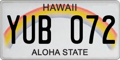 HI license plate YUB072