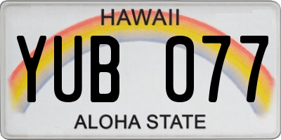 HI license plate YUB077