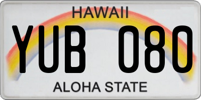 HI license plate YUB080