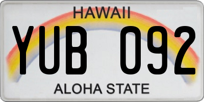 HI license plate YUB092