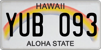 HI license plate YUB093