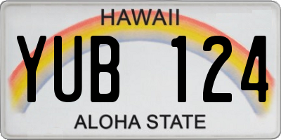 HI license plate YUB124