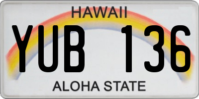 HI license plate YUB136