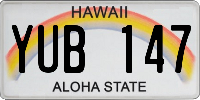 HI license plate YUB147