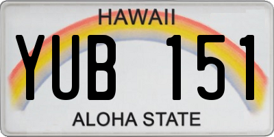HI license plate YUB151