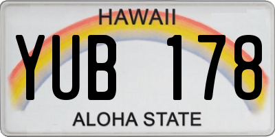 HI license plate YUB178