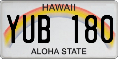 HI license plate YUB180