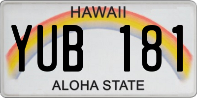 HI license plate YUB181