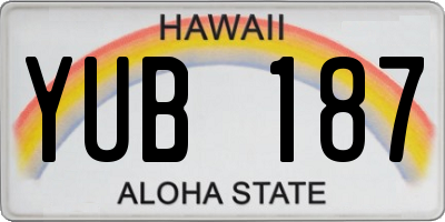 HI license plate YUB187