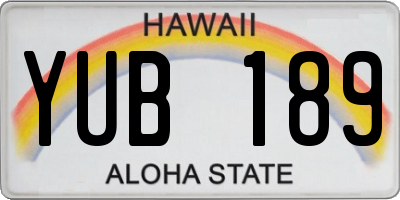 HI license plate YUB189