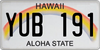 HI license plate YUB191