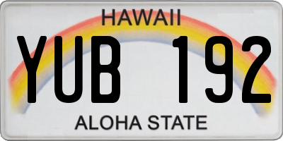 HI license plate YUB192