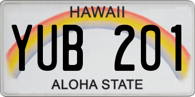 HI license plate YUB201