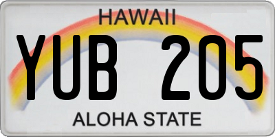 HI license plate YUB205