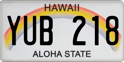 HI license plate YUB218