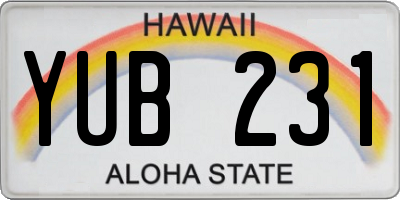 HI license plate YUB231