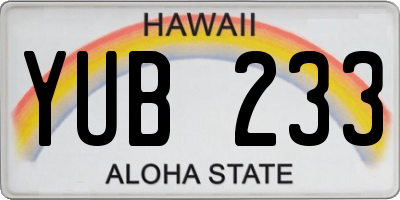 HI license plate YUB233