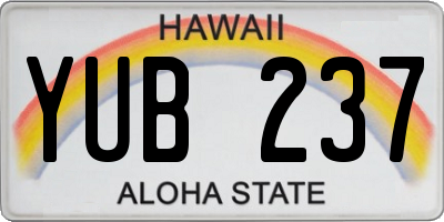 HI license plate YUB237