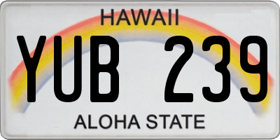 HI license plate YUB239
