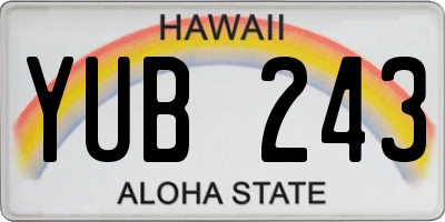 HI license plate YUB243