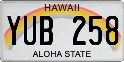HI license plate YUB258
