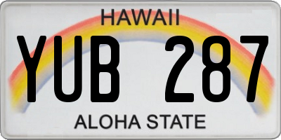 HI license plate YUB287