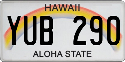 HI license plate YUB290