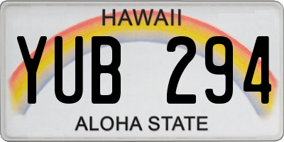 HI license plate YUB294