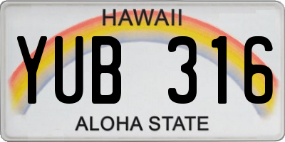 HI license plate YUB316