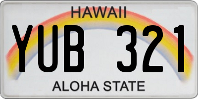 HI license plate YUB321