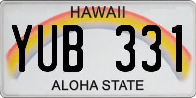 HI license plate YUB331