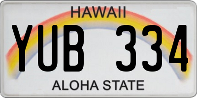 HI license plate YUB334