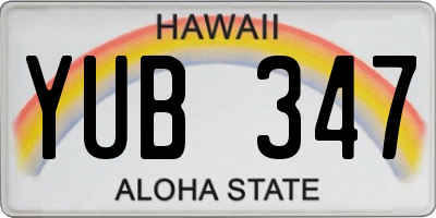 HI license plate YUB347