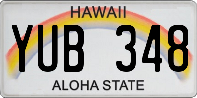 HI license plate YUB348