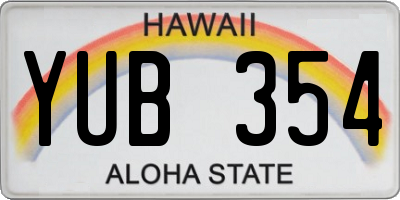 HI license plate YUB354