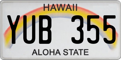 HI license plate YUB355