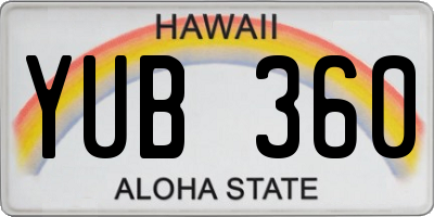 HI license plate YUB360