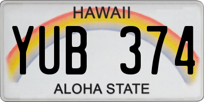 HI license plate YUB374
