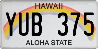 HI license plate YUB375