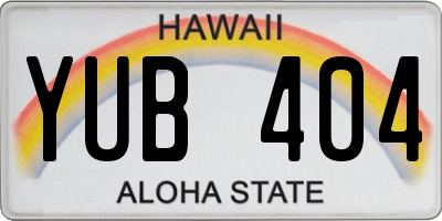 HI license plate YUB404