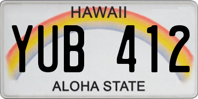 HI license plate YUB412