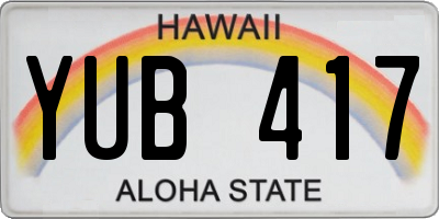 HI license plate YUB417