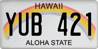 HI license plate YUB421