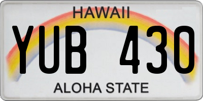 HI license plate YUB430
