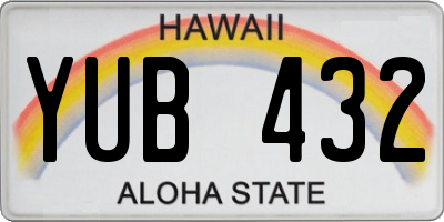 HI license plate YUB432