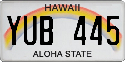 HI license plate YUB445