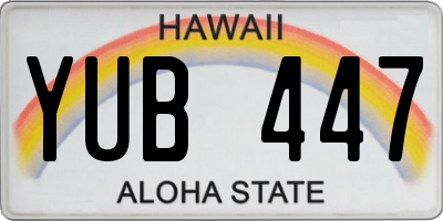 HI license plate YUB447