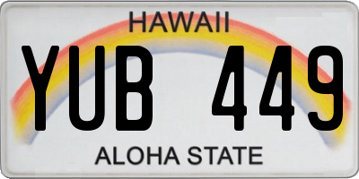 HI license plate YUB449