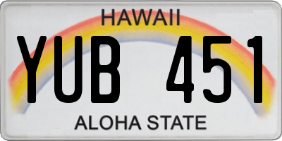 HI license plate YUB451