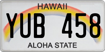 HI license plate YUB458